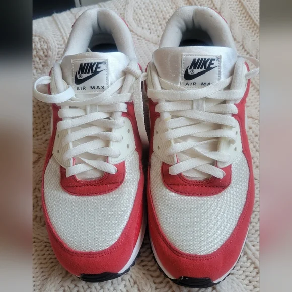 Nike Womans Air 90 Sneakers - Cream and Red Good Condition Sz 10 - Picture 5 of 10